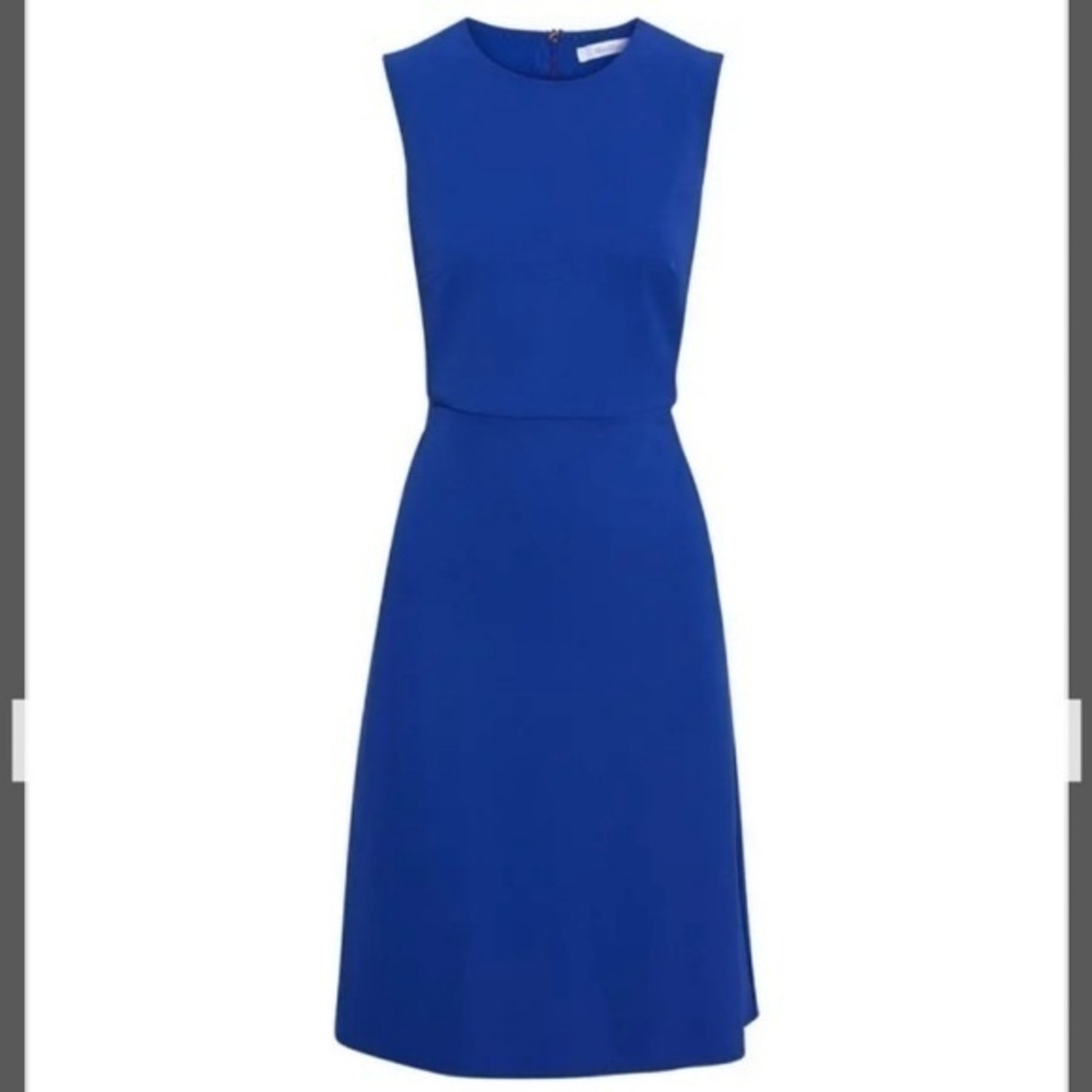 MAX MARA Giara Sleeveless A-Line Stretch-Crepe Dress in Royal Blue Size 14 - Picture 3 of 15